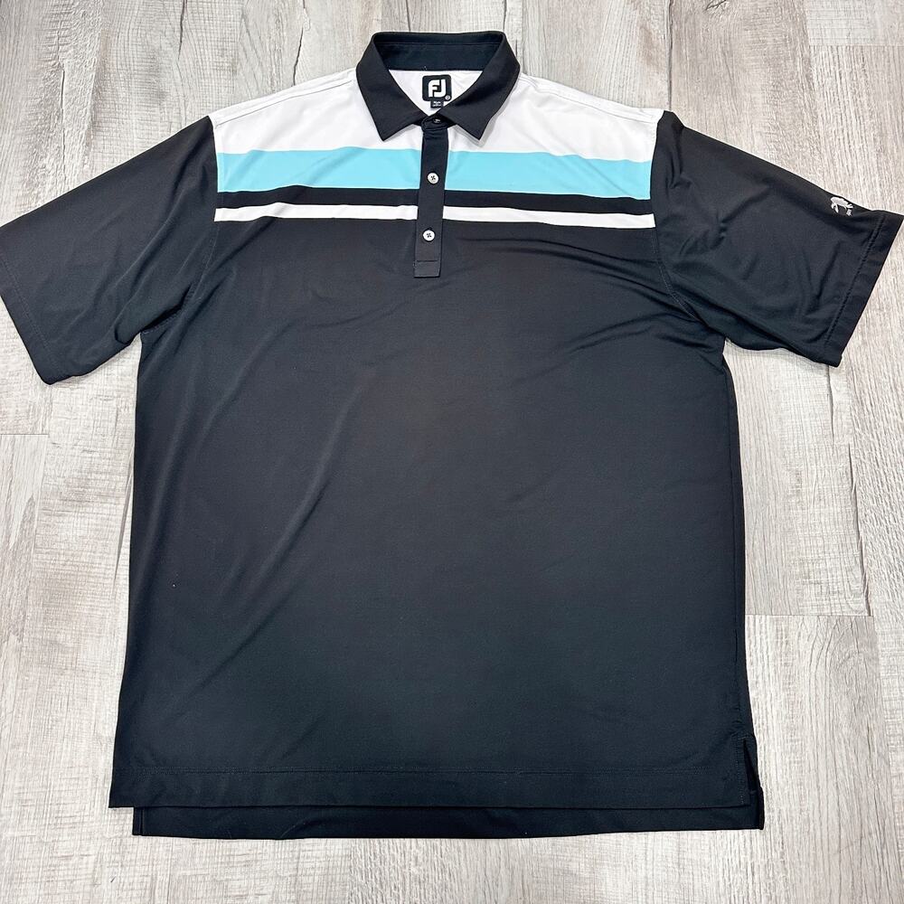 Lot Of 2 Footjoy Polo Shirts Mens 2XL Striped Pattern Performance Golf - Picture 12 of 16